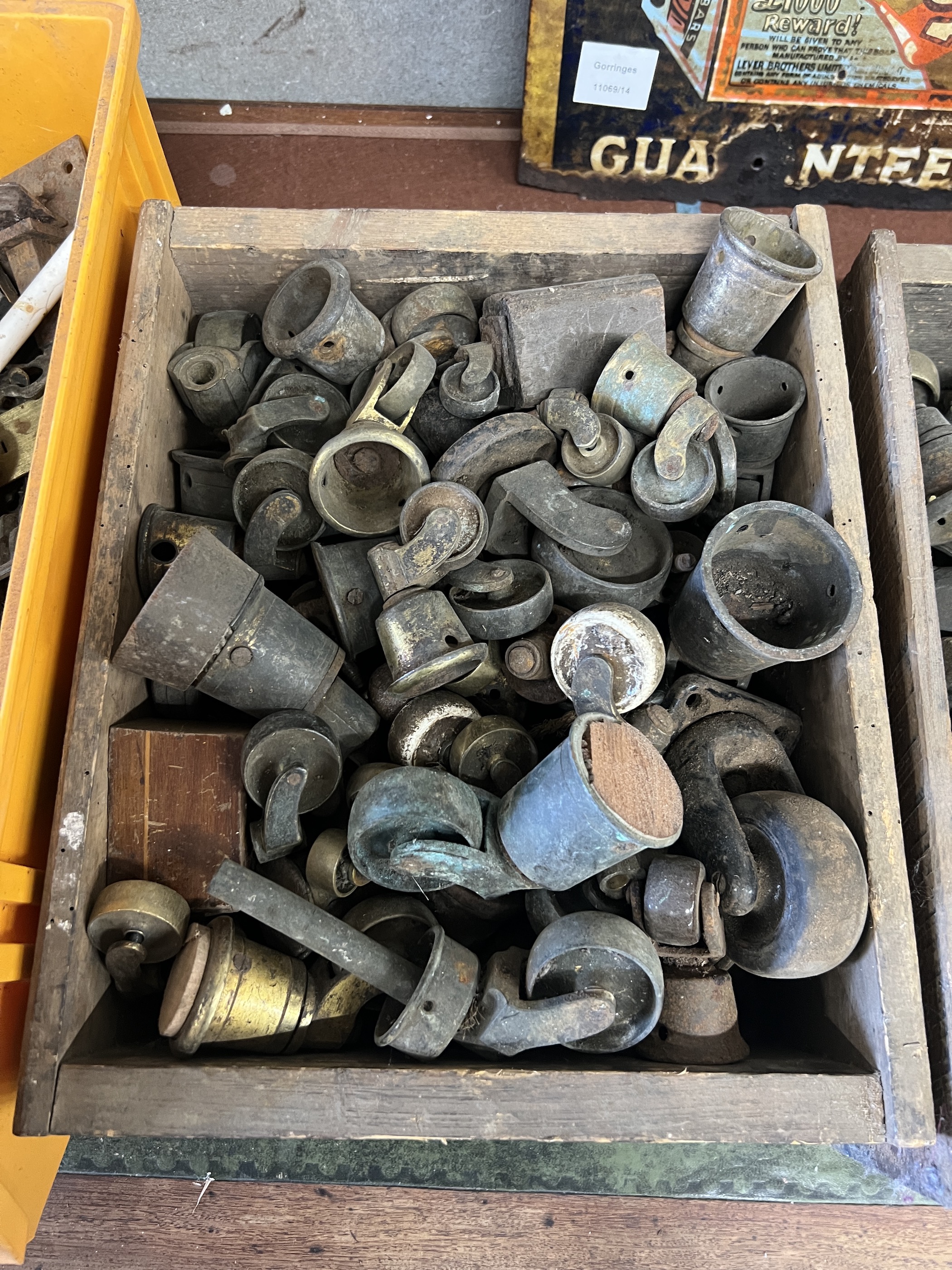 A quantity of Victorian and later furniture castors, locks, feet, etc.